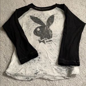 Black/White Long-Sleeved Shirt with Playboy Logo